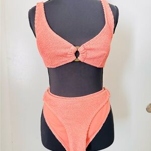 Billabong Coral Textured Bikini w/ Tortoise & Metal Detailing